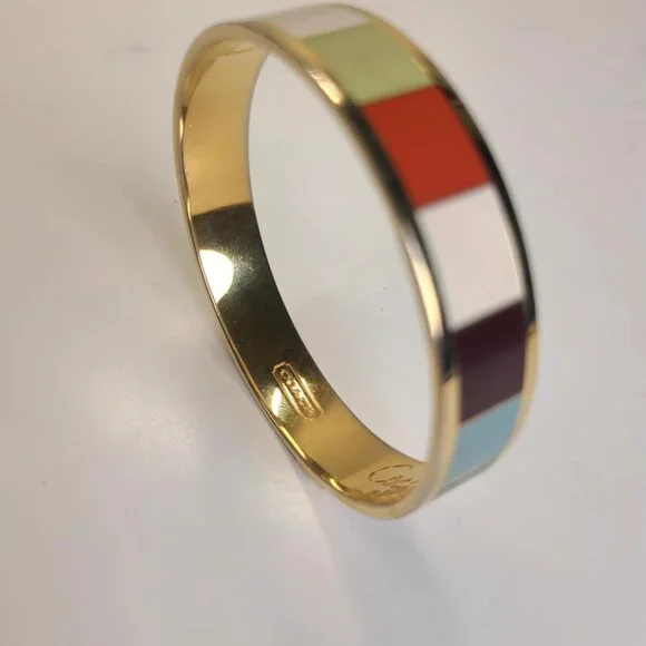 COACH VIntage 65th anniversary multicolor striped bracelet /bangle gold - Picture 5 of 5